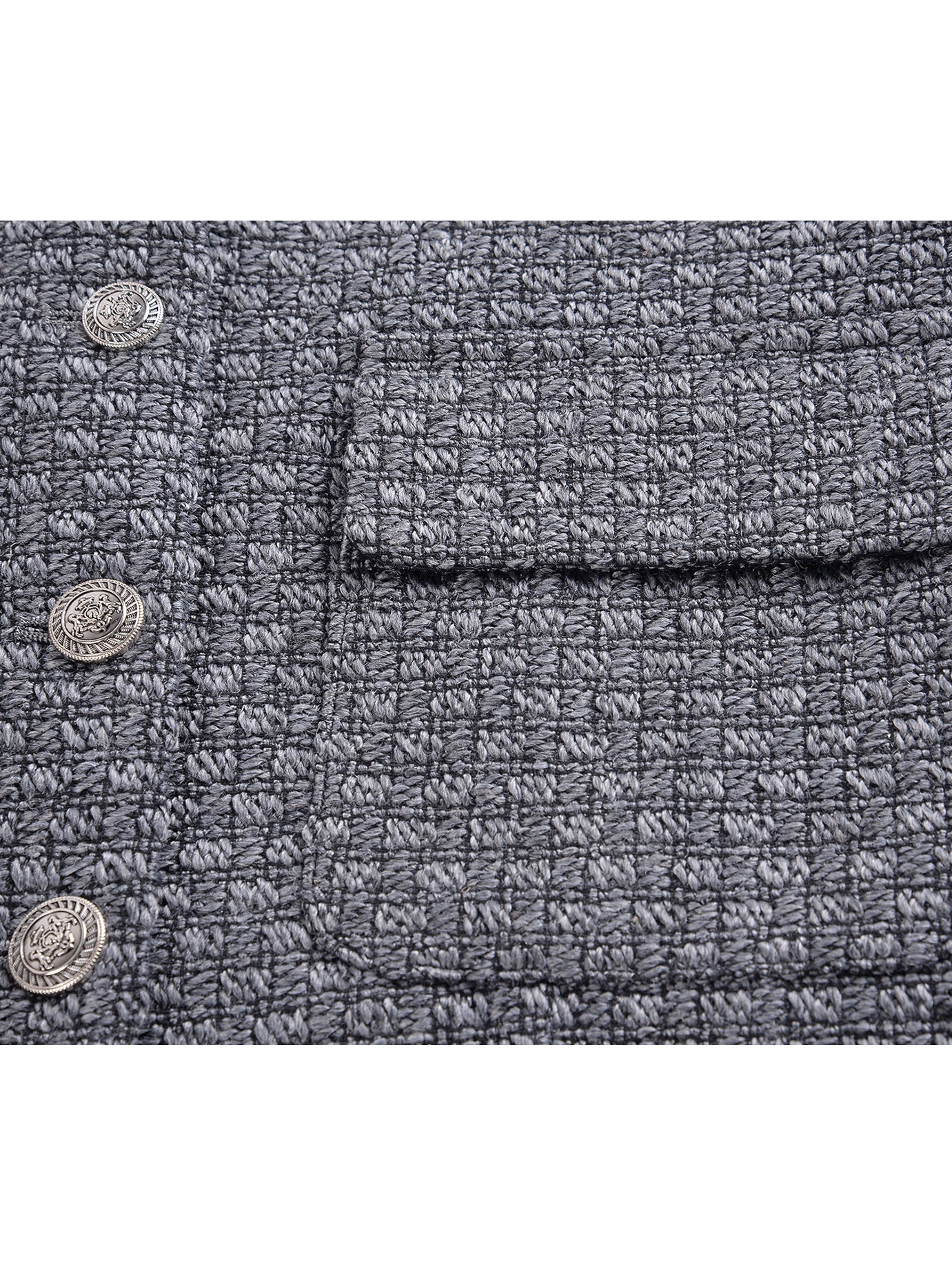 No-Collar Tweed Short Jacket