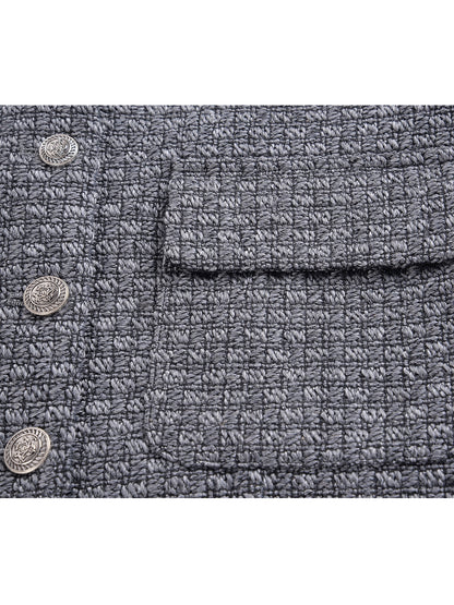 Veste courte en tweed sans col