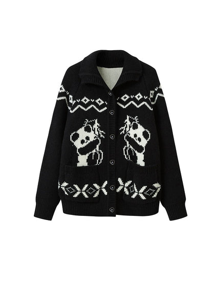 Fair Isle Lazy Panda Panda Tricot Cardigan