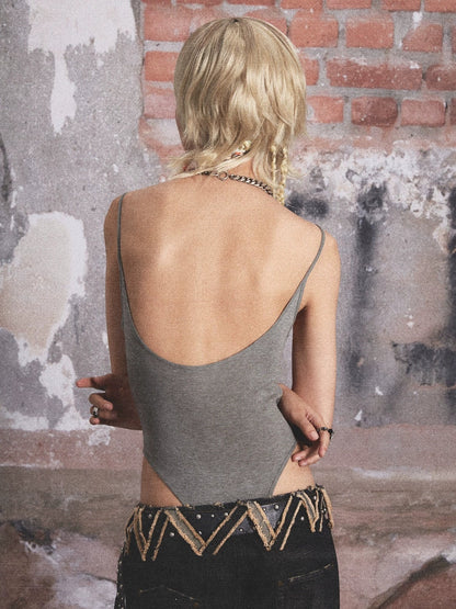 Slim Stretch Printed Backless All-in-one