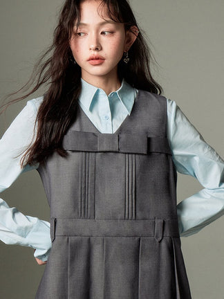 Bow Tie College Sense Sleeveless One-piece main image 0