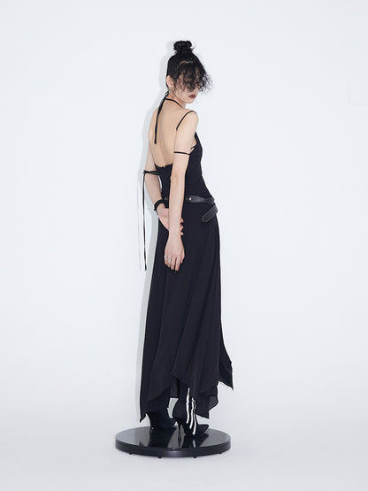 Asymmetrical Hem Chiffon Strap Dress