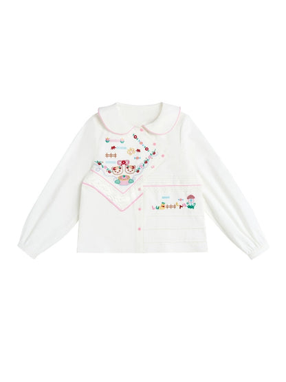 Doll Collar Handkerchief Design Embroidery Shirt