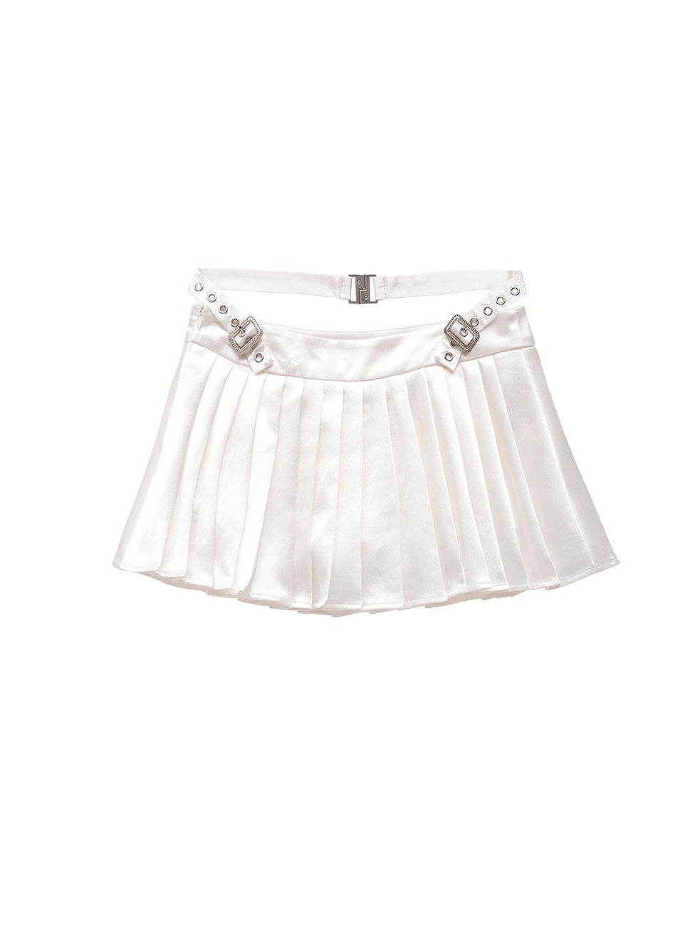 SHINY SUSPENDER TOP &amp; LOW WAIST PLEATED SKIRT