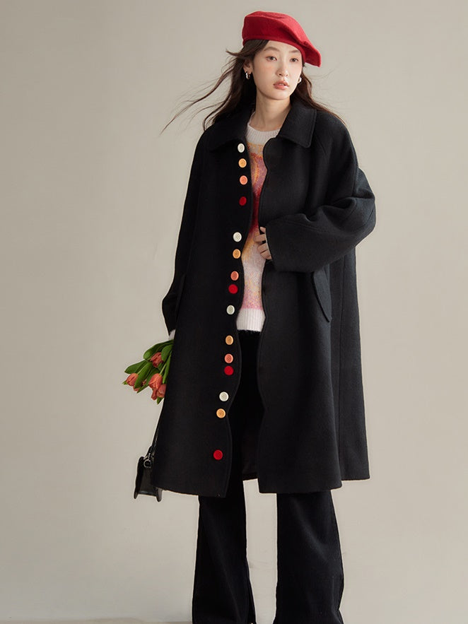 Candy Flocked Buckle Wave Cut Coat