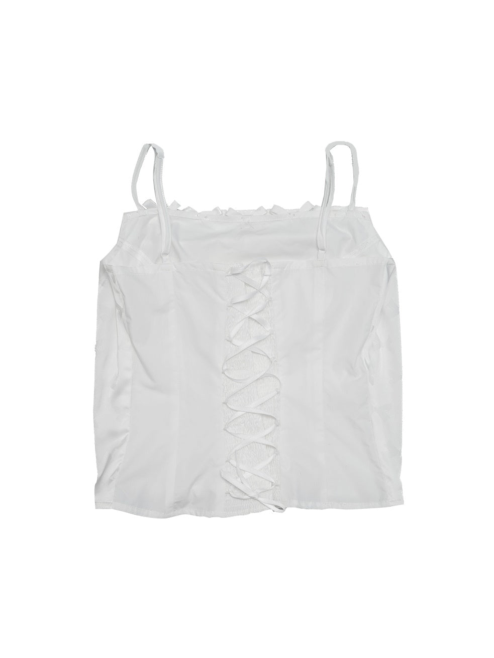 Fake Layered Back Lace-Up Camisole