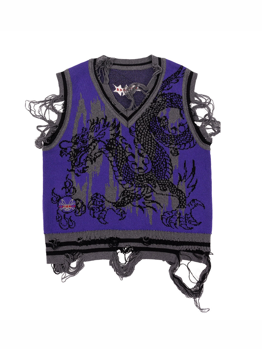 Gilet en tricot de motif de dragon