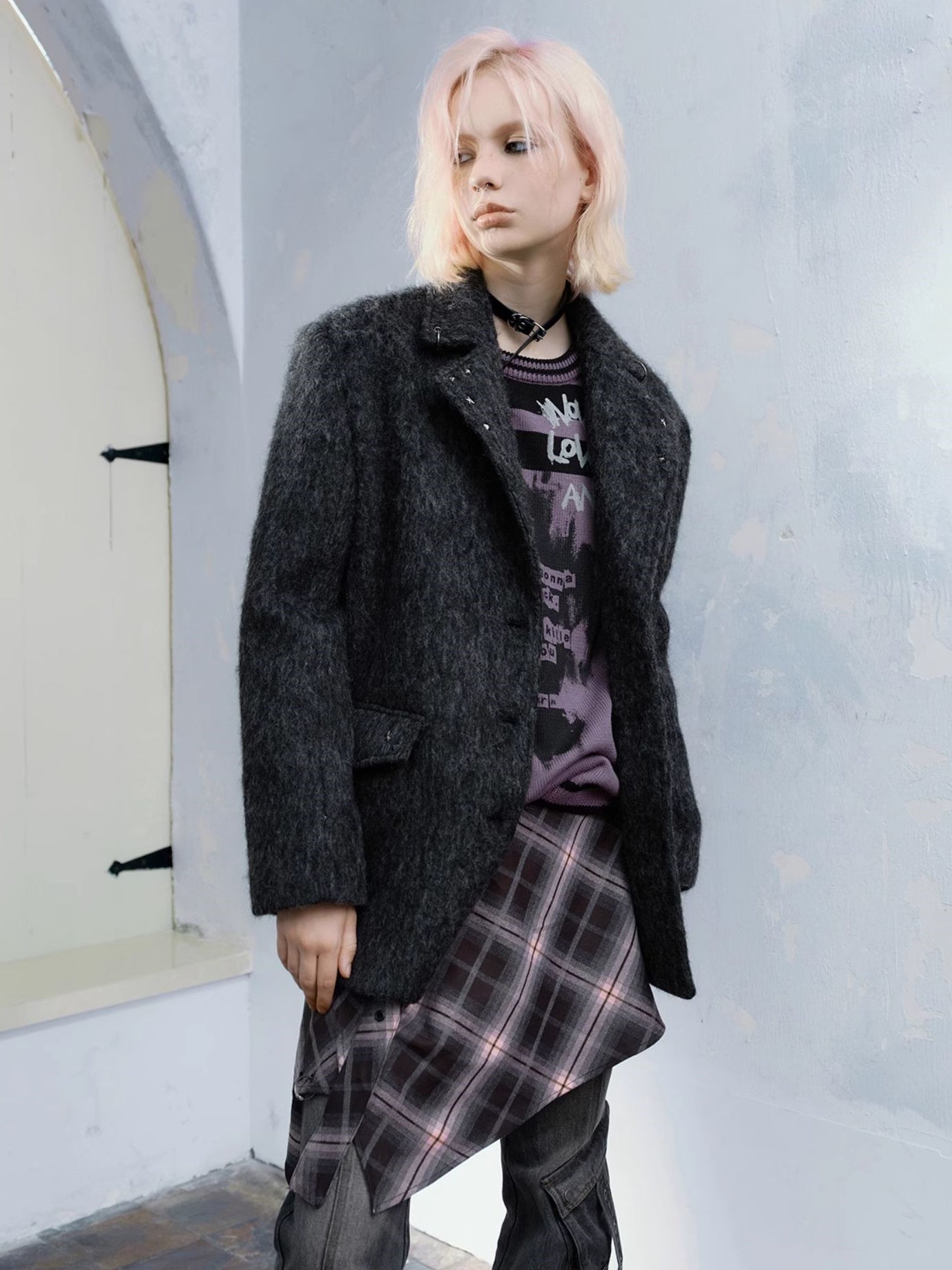 Punk Plaid Irregular Skirt