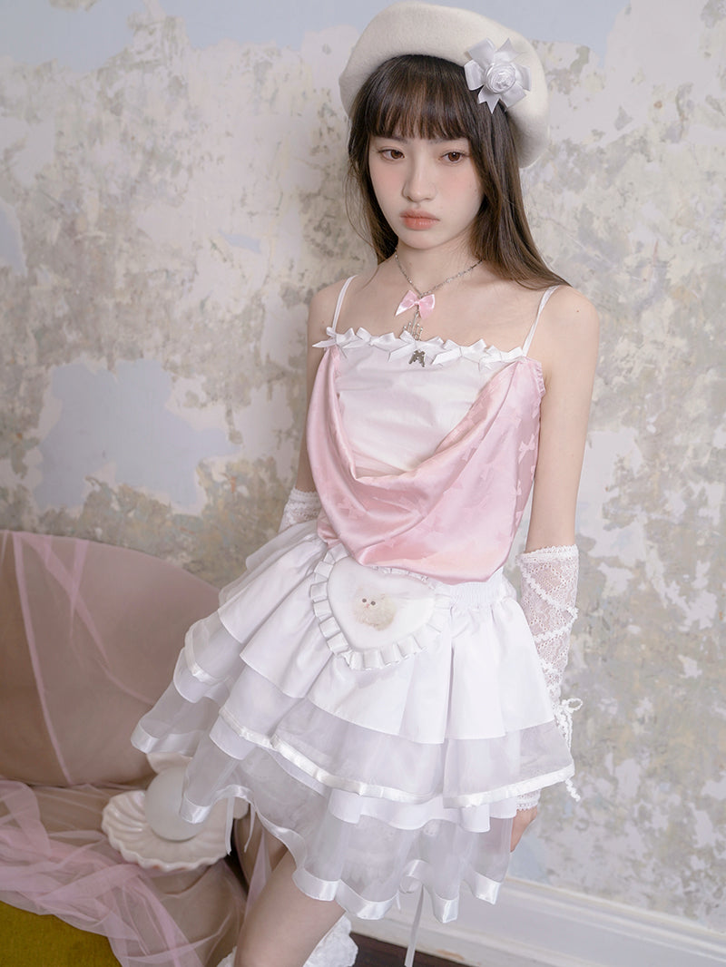 Princess Angel Print Cake Puffy Short Skirt