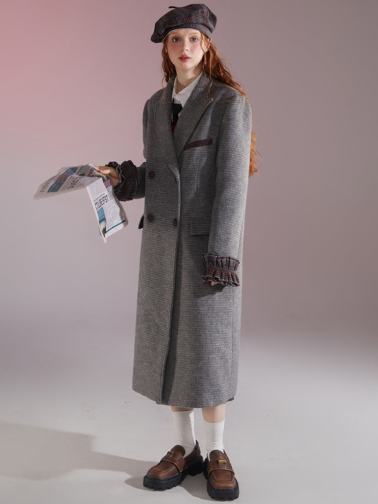 Frill Stitch Double-Breasted Quilted Coat