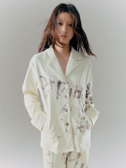 Velvet Warm Graffiti Print Pajamas