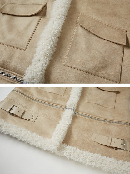 Detachable Large Lapel Plush Coat