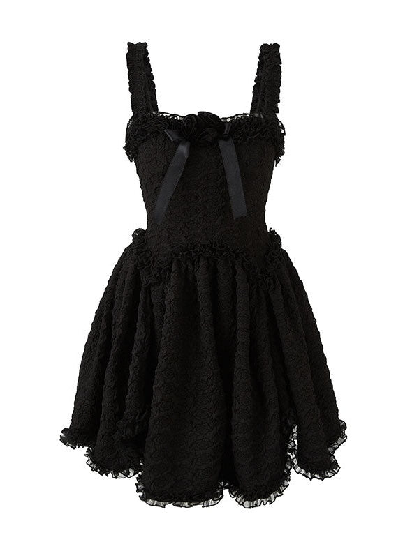 Wildrose Three-dimensional Flower Little Black Dress