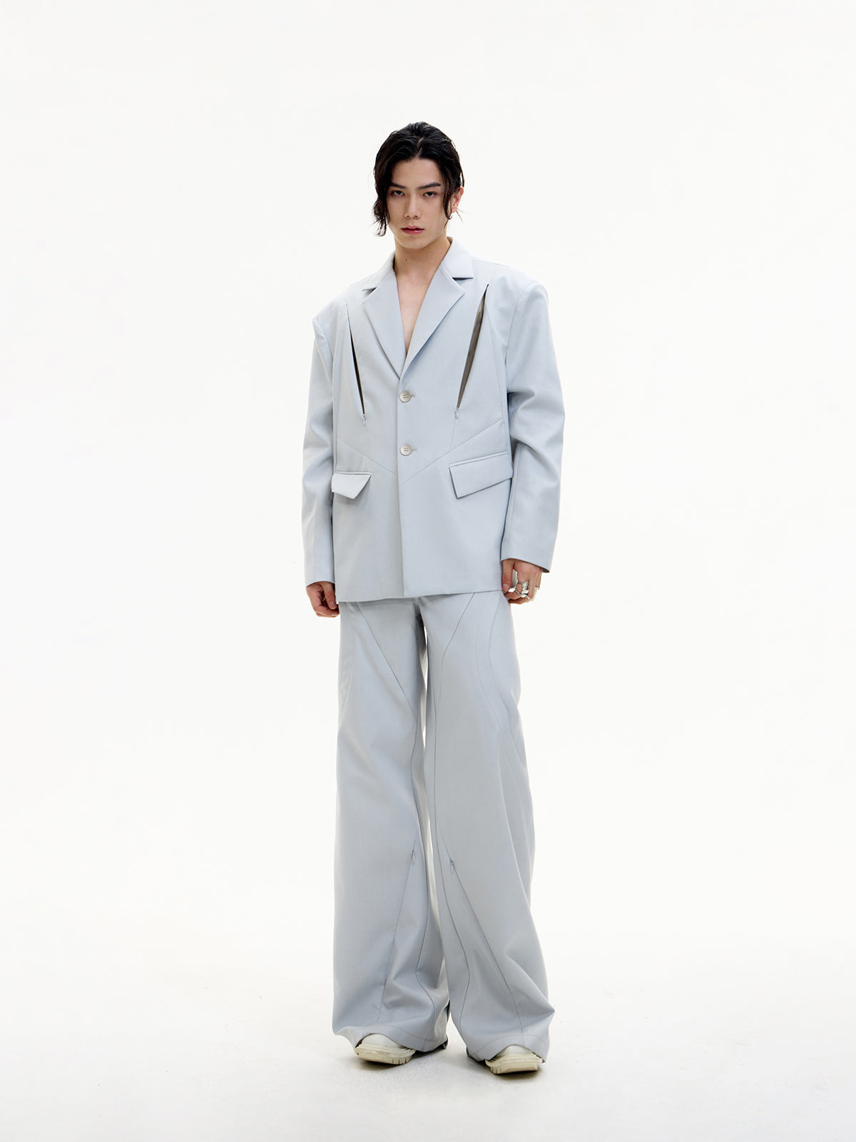 Hollow Design Niche Silhouette Jacket &amp; Hollow Wide Leg Pants