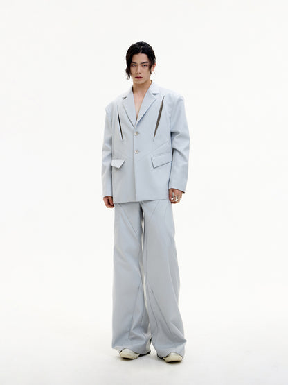 Hollow Design Niche Silhouette Jacket &amp; Hollow Wide Leg Pants