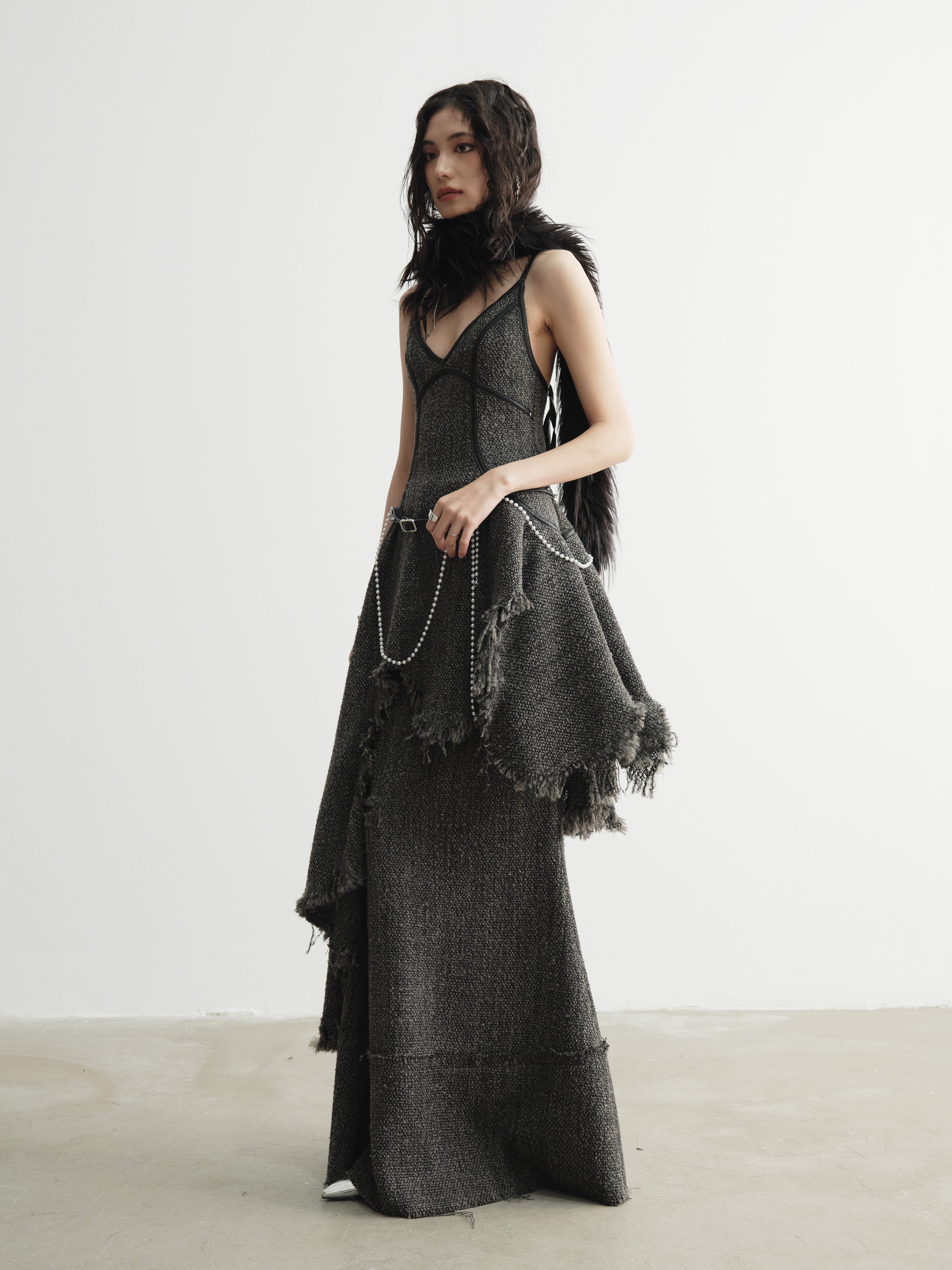 Raw Edge Maxi Skirt