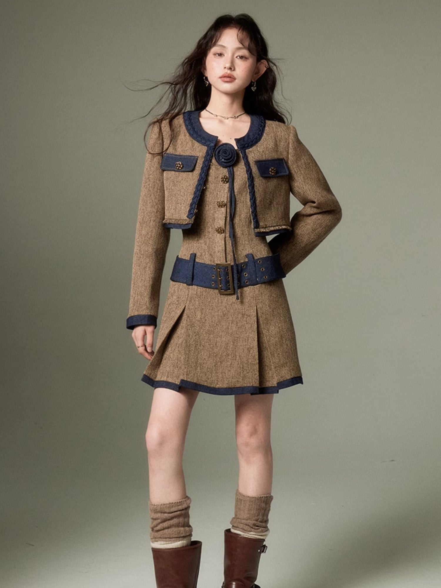 Chic Tweed Short Jacket &amp; Slip Skirt