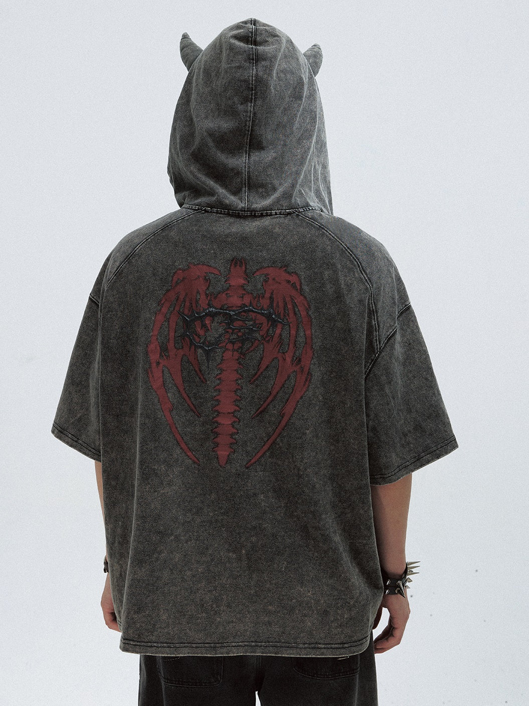 Devil Old Washed Hooded T-shirt