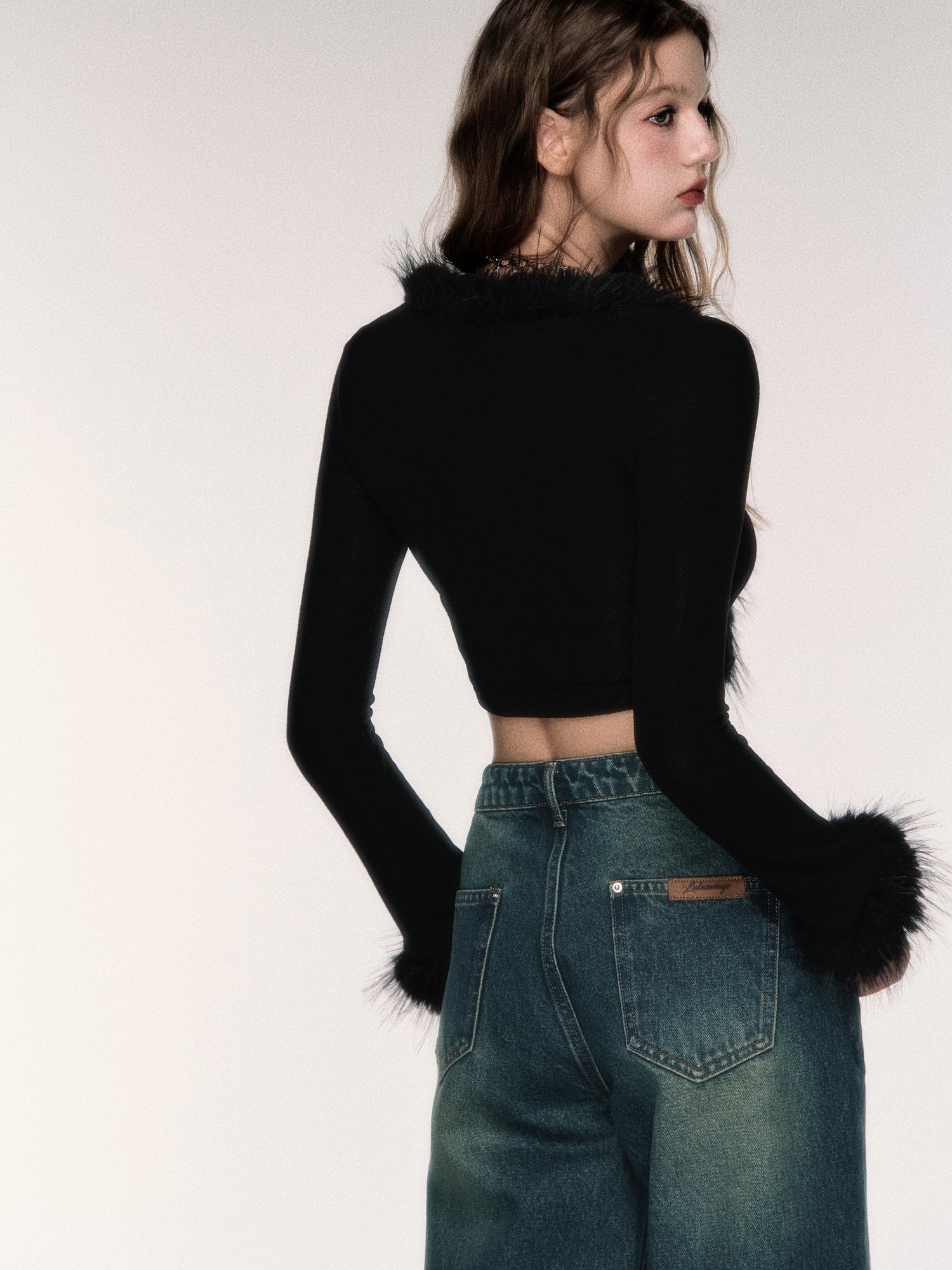 Retro Distressed Low-waist Straight Wide-leg Jeans