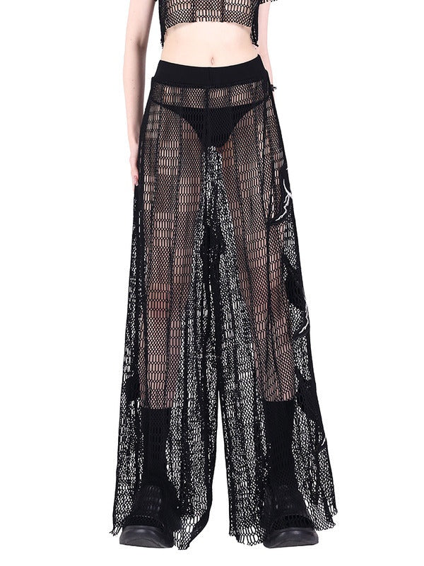 Ultra-Loose Mopping IRREGULAR NET SKIRT PANTS