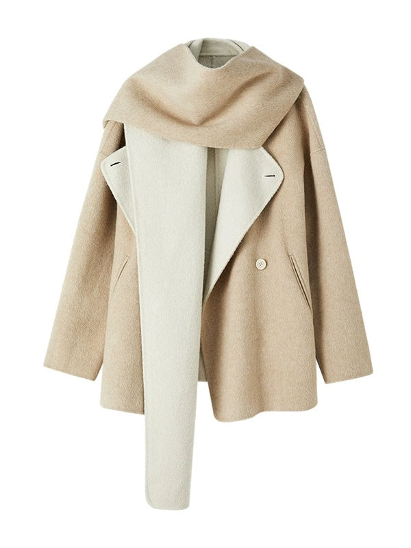 Loose Double-folded Scarf Double-sided Coat