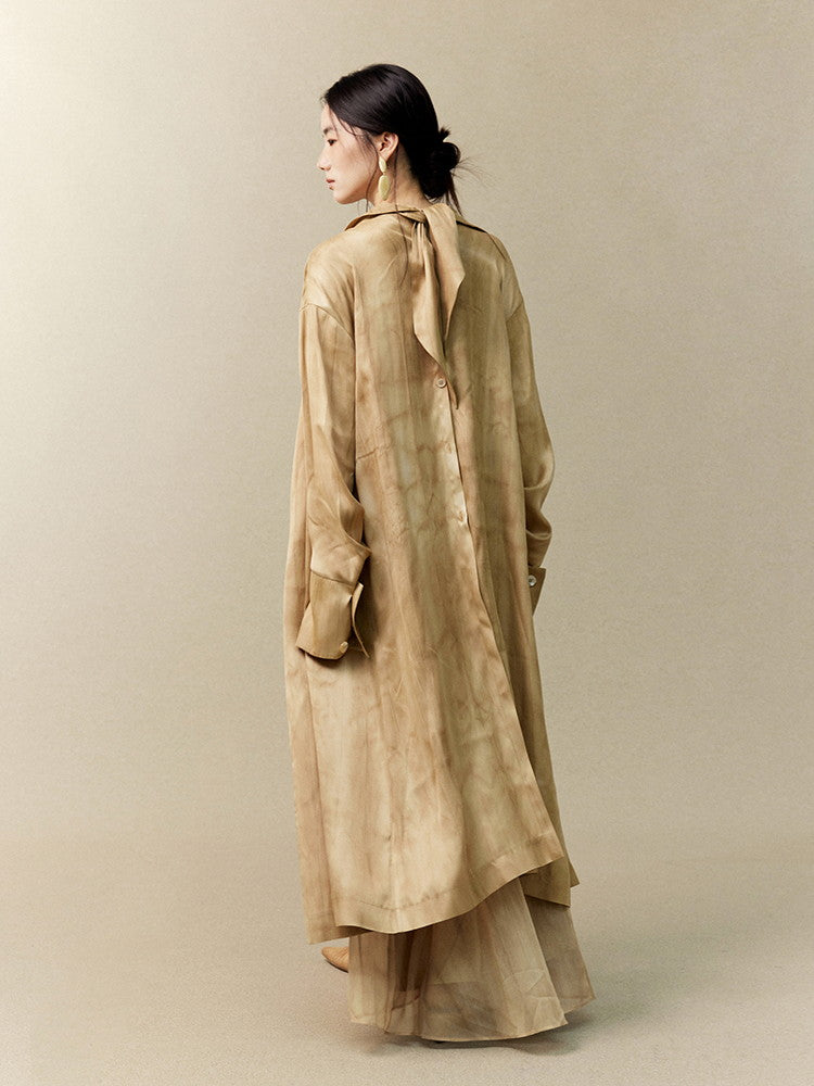 Tie-Dye Retro Ovresize Loose Nichi Classy Trench-Coat