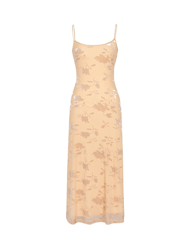 Flocking Jacquard Sling Dress