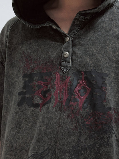 Devil Old Washed Hooded T-shirt