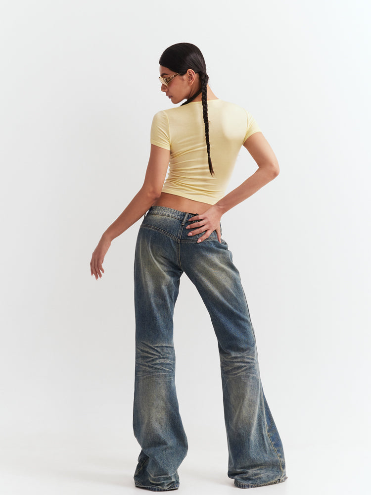 Low-waist Wide-legged Denim Pants