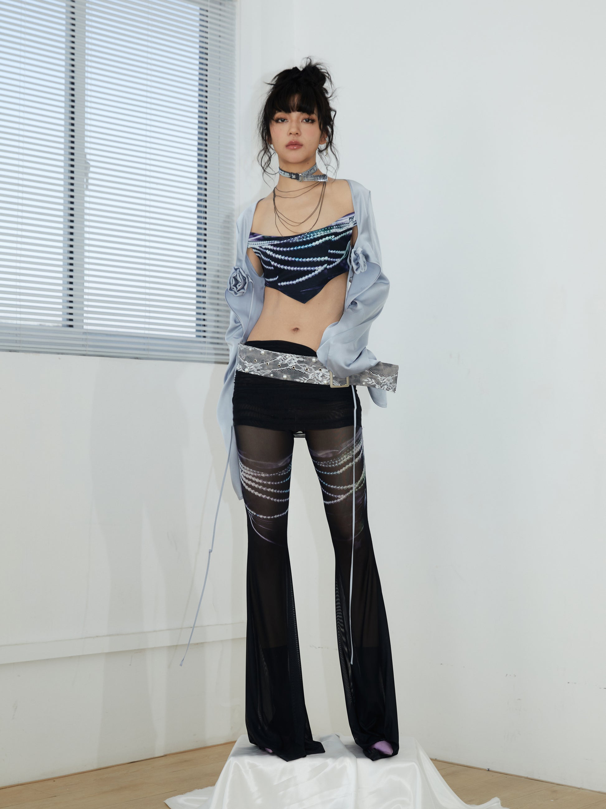 Chain Printing Super Long Mesh Leggings