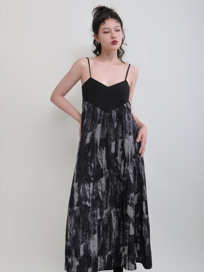 Ink Printing Suspender Dress