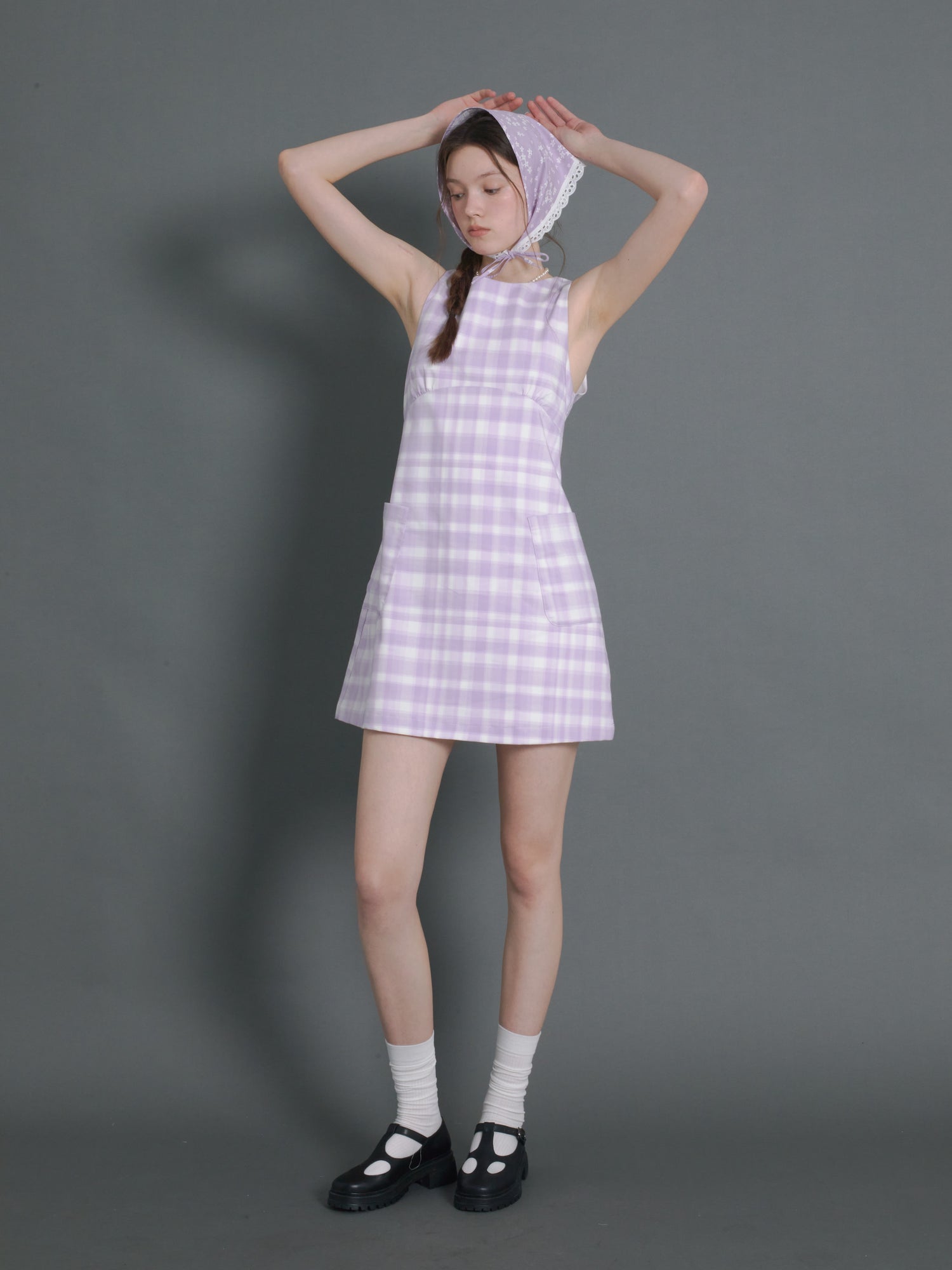 Plaid Sleeveless A-line Mini One-piece