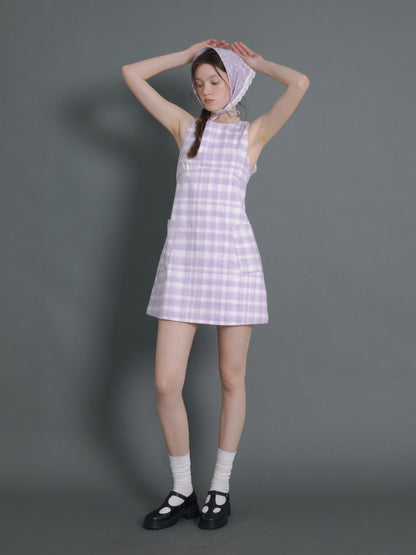 Plaid Sleeveless A-line Mini One-piece