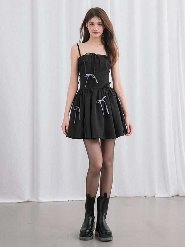 Bow Romantic Puffy Slip Dress