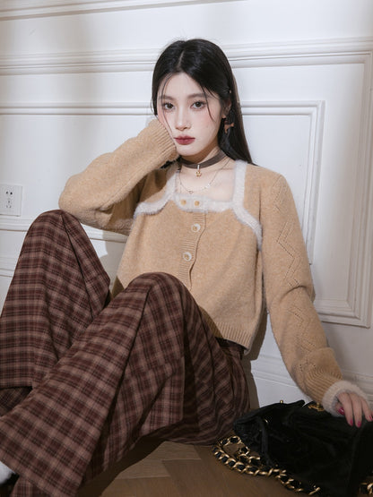 Square Neck Fake Two-piece Sweater