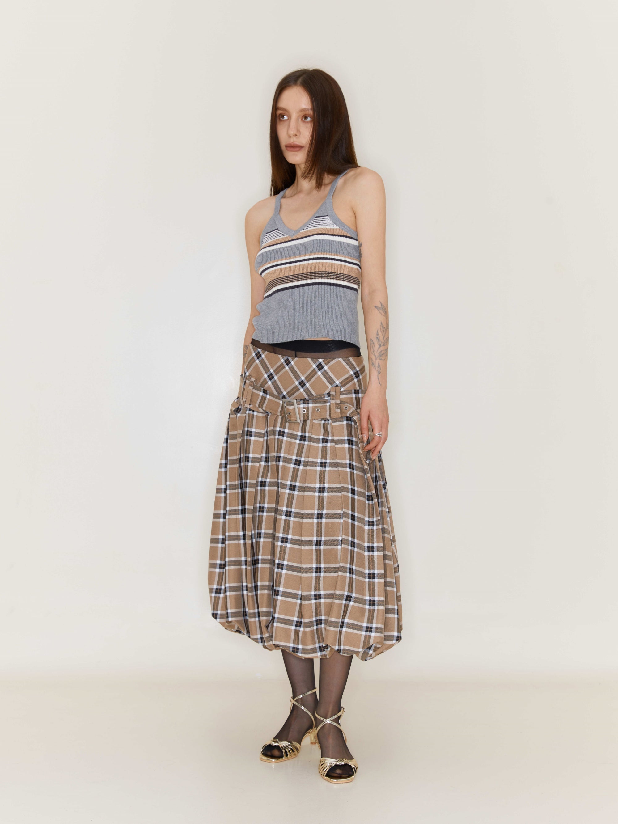 Retro Plaid Flower Bud Fluffy Skirt – ARCANA ARCHIVE