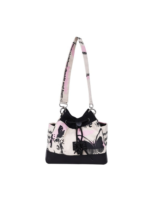 Graffiti Contrast Color Bucket Bag