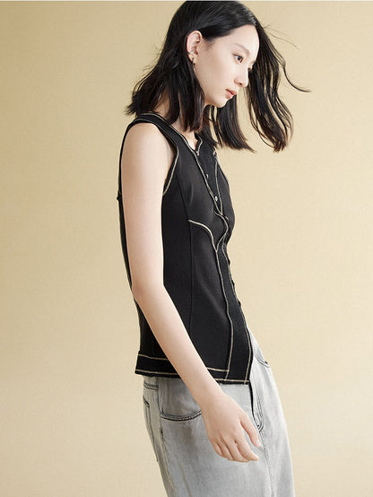 Bicolor Bumper Stitching Vest