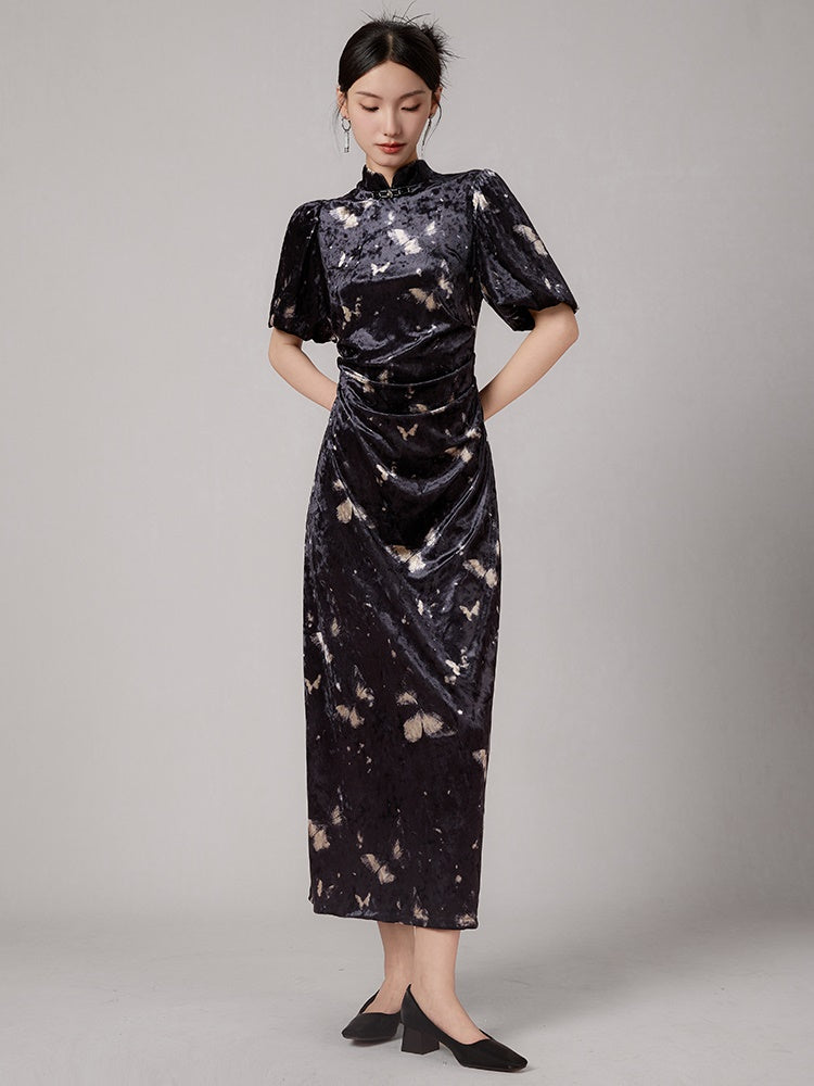 Butterfly Print Chinese Style Dress