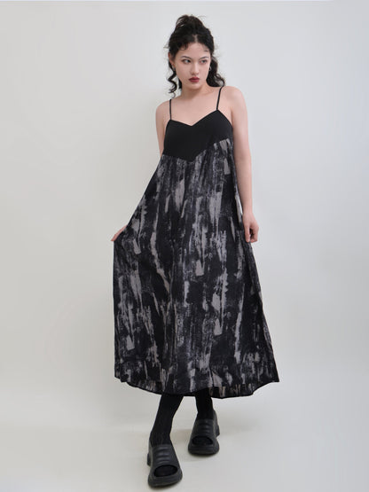 Ink Printing Suspender Dress