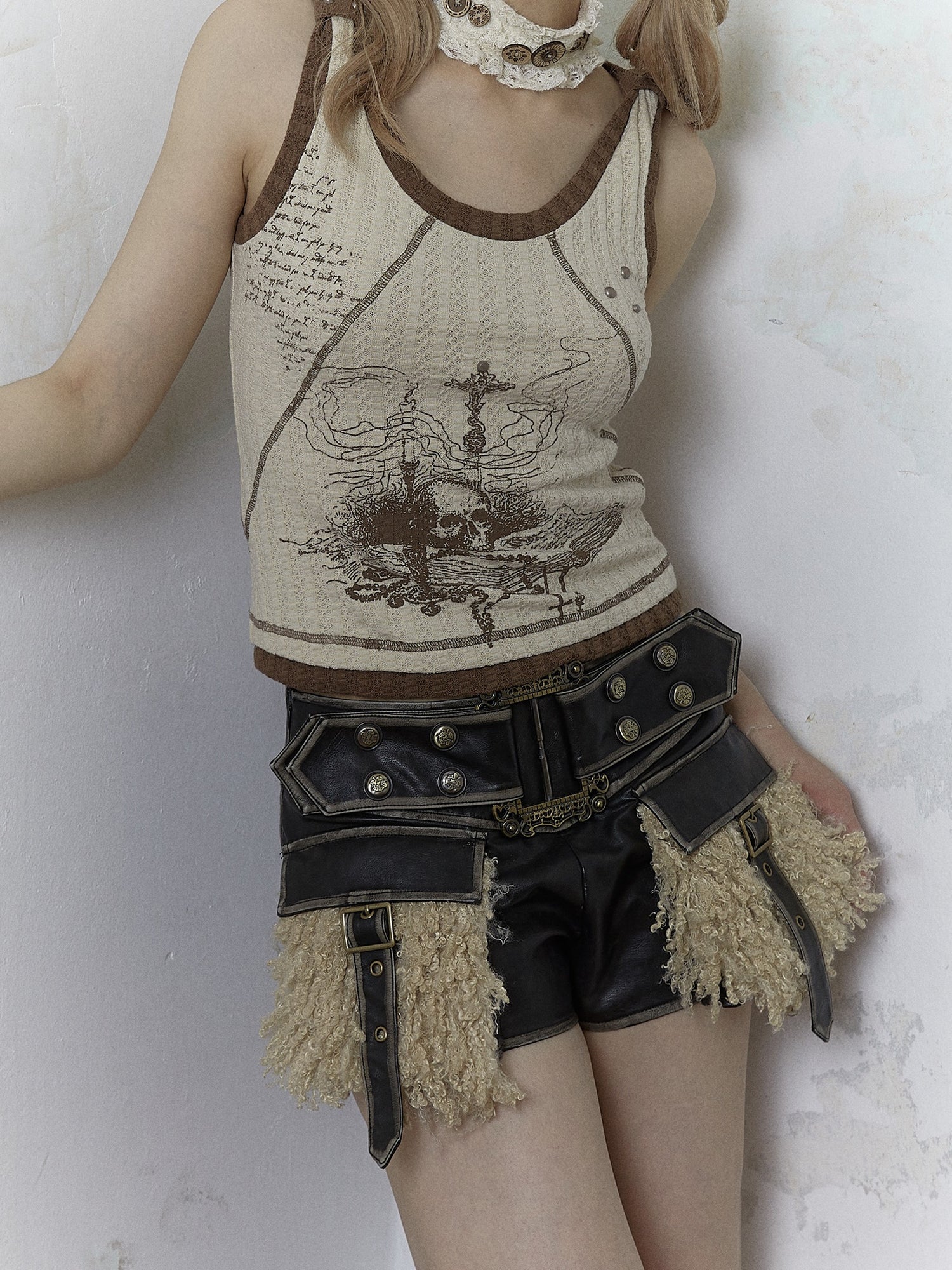 Punk Heavy Industry Plux Shorts en cuir