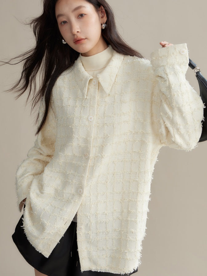 Woven Texture Loose Long-sleeved Shirt