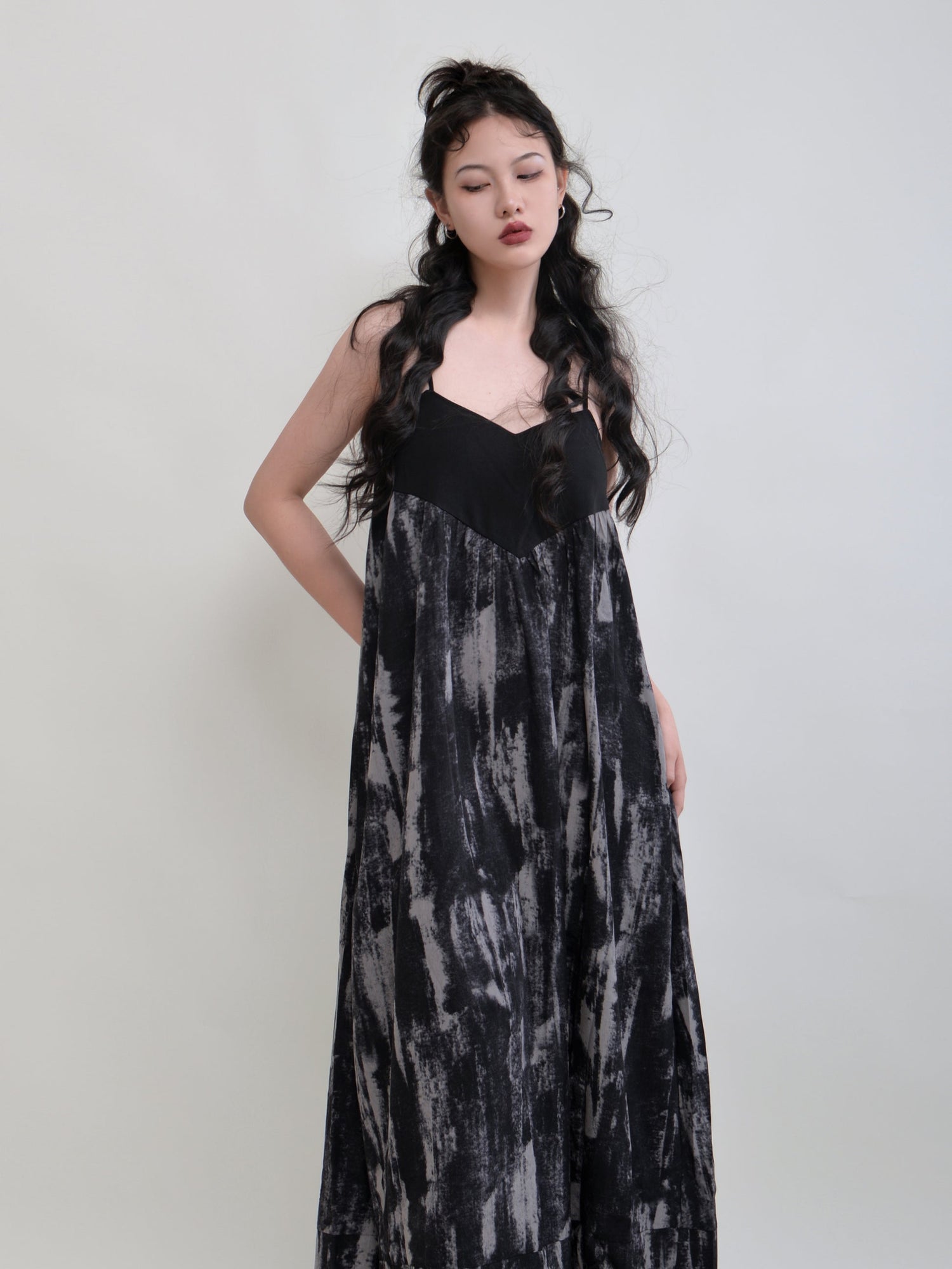 Ink Printing Suspender Dress