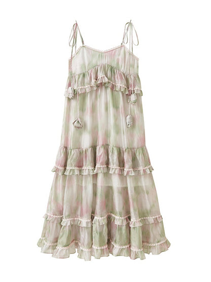 Flower Splicing Suspender Cake Dress