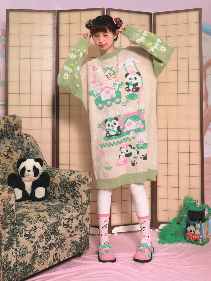 Panda Warm Knitted One-piece