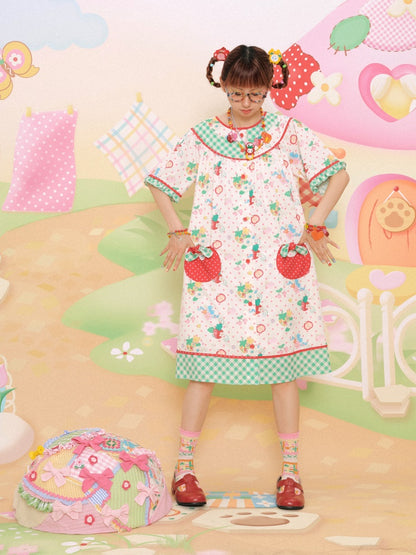 Strawberry Bear Print Loose One-piece