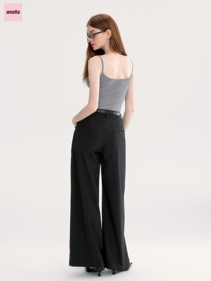 High-Waist Loose Straight Casual Wide-Pants