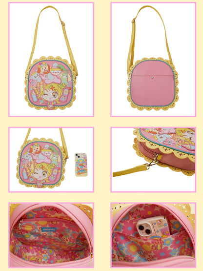 Cartoon Print PU Leather Shoulder Bag