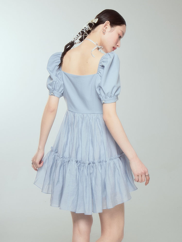 Puffy Square Collar Princess Puff Sleeve Dress