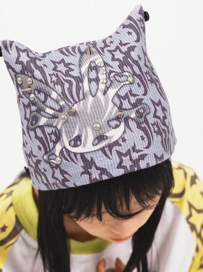 Rabbit Skull Printed Knitted Hat